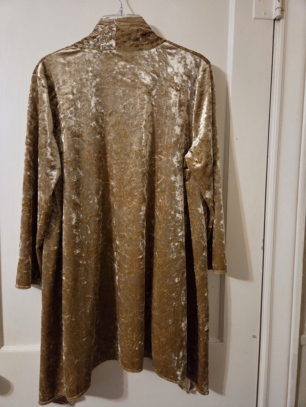 Andree By Unit NWT Velvet Open-Front Drape Cardigan Jacket in Gold - Picture 2 of 5